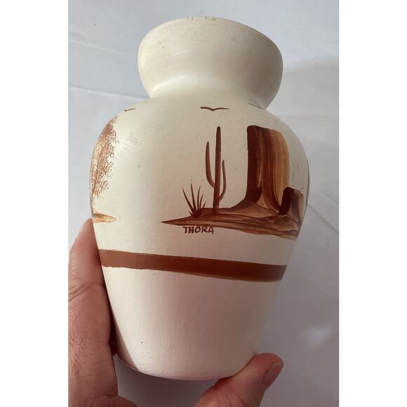 Vintage Hand Crafted Sundance Southwest Pottery Vase By Thora Tempe Arizona - Picture 4 of 8
